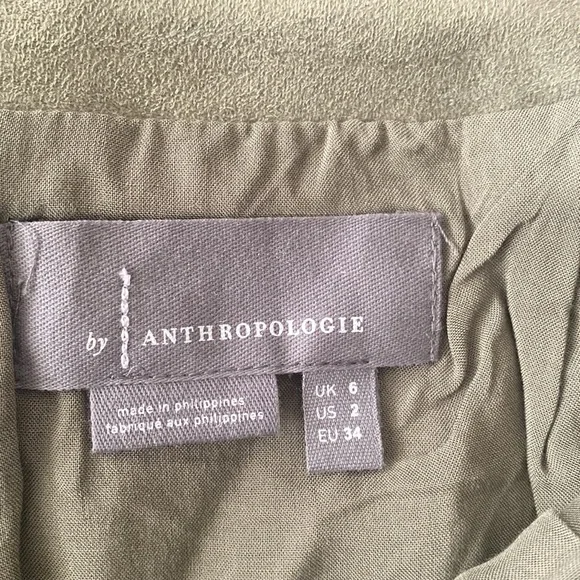 Anthropologie Suede Mini Skirt In A Moss Green - Picture 8 of 9